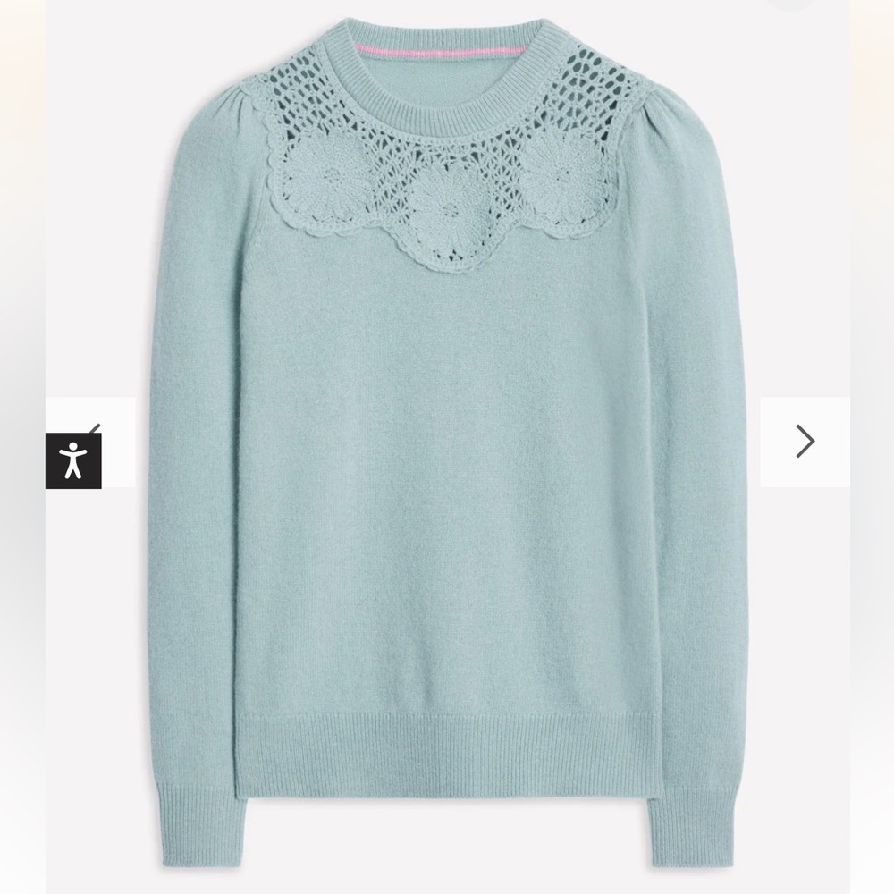 BODEN Flower Motif Jumper - Seamist Blue Melange - XS - Picture 5 of 9